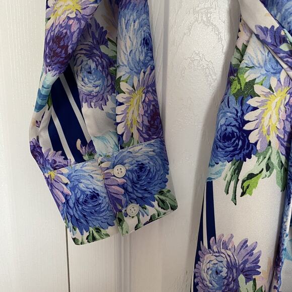 Women’s J Crew A Line Shirt Dress In Vintage Floral Stripe Size Medium - Picture 4 of 8